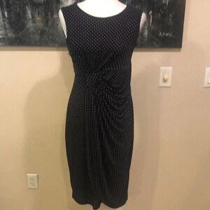 En Focus Sleeveless Pullover front gather, faux wrap, Midi Dress-Size 8
